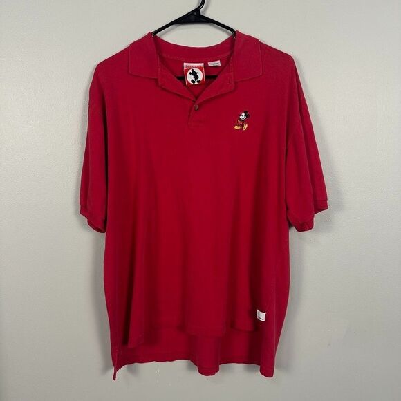 Disney Other - Vintage Disney Parks Mens Large Short Sleeve Polo Mickey Embroidered Red